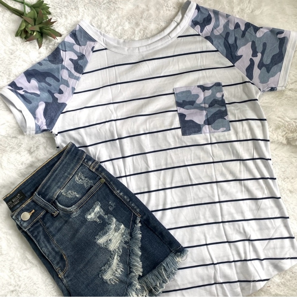 Camo and Stripe T-Shirt